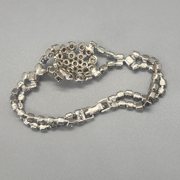 Faceted Rhinestone Set Necklace Bracelet Convertible Earrings VTG Estate Jewelry - Picture 11 of 14